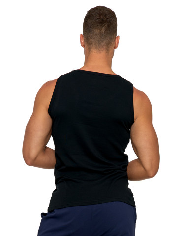 Podkoszulki - Podkoszulka męska bawełniana typu tank top na ramiączkach CZARNY - produkt 2