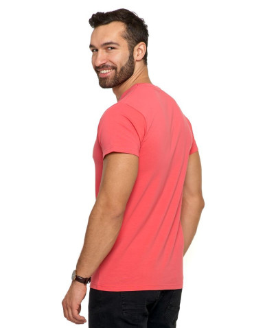 Koszulki, topy, koszule - Koszulka męska T-shirt bawełniana Premium okrągły dekolt KORALOWY - produkt 4