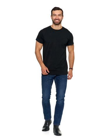 Koszulki, topy, koszule - Koszulka męska T-shirt bawełniana Premium okrągły dekolt CZARNY - produkt 4