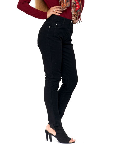 Spodnie - Spodnie damskie jeansowe mom fit CZARNY - produkt 1
