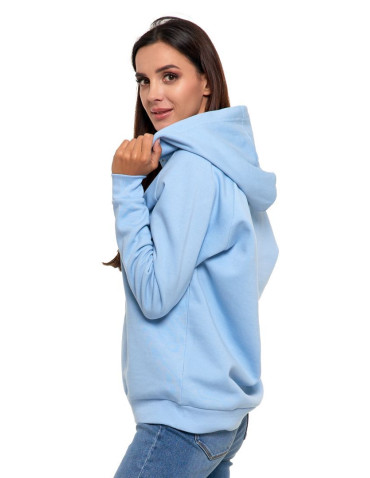Bluzy - Bluza damska bawełniana z kapturem rozpinana NIEBIESKI - produkt 2
