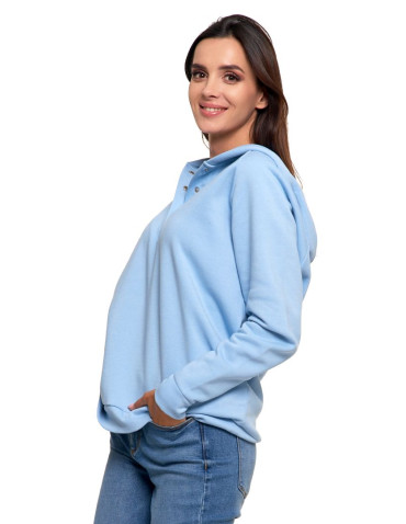 Bluzy - Bluza damska bawełniana z kapturem rozpinana NIEBIESKI - produkt 6