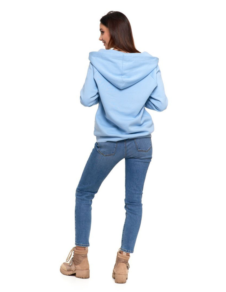 Bluzy - Bluza damska bawełniana z kapturem rozpinana NIEBIESKI - produkt moraj.pl 9