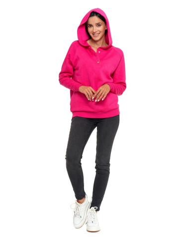 Bluzy - Bluza damska bawełniana z kapturem rozpinana FUKSJA - produkt 6