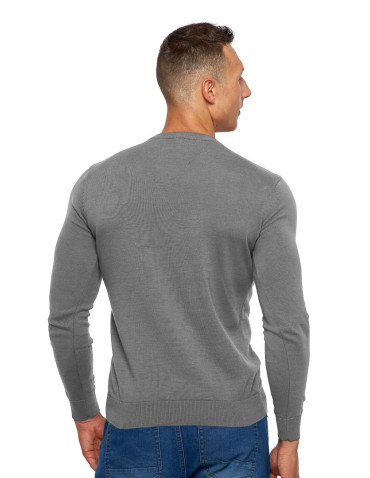 Swetry - Klasyczny sweter męski bawełniany SZARY - produkt 2