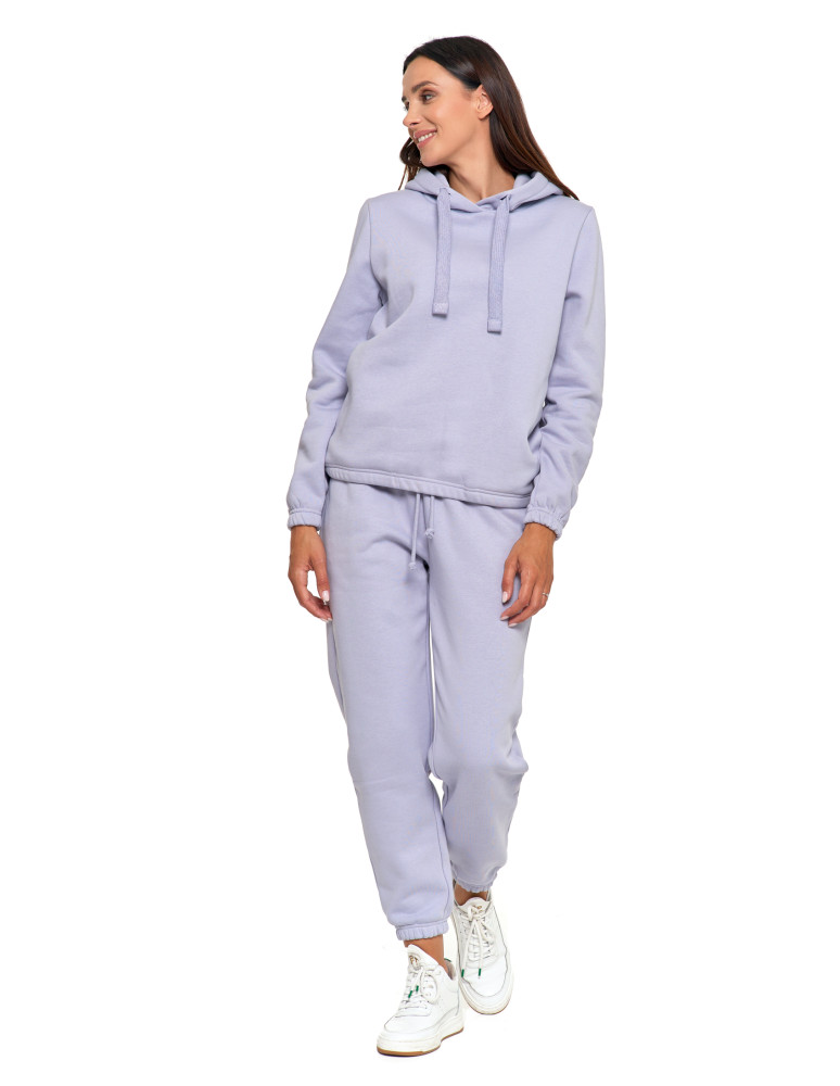 Bluzy - Bluza damska dresowa o luźnym kroju z kapturem FIOLETOWY - produkt moraj.pl 7