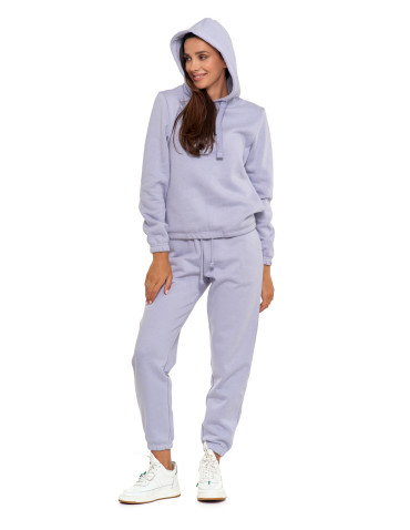 Bluzy - Bluza damska dresowa o luźnym kroju z kapturem FIOLETOWY - produkt 8