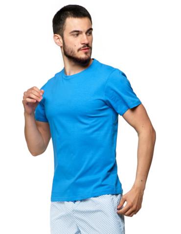 Koszulki, topy, koszule - Koszulka męska bawełniana T-shirt NIEBIESKI - produkt 1