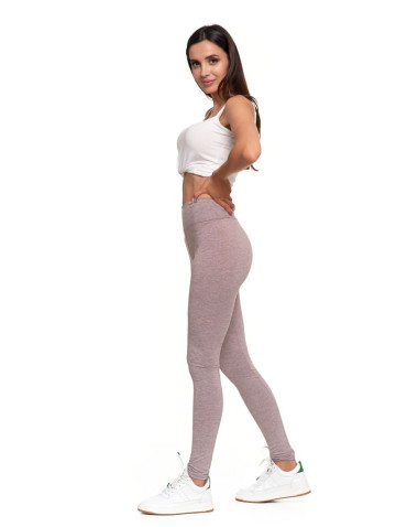Legginsy - Klasyczne legginsy damskie z wysokim stanem BEŻOWY - produkt 5