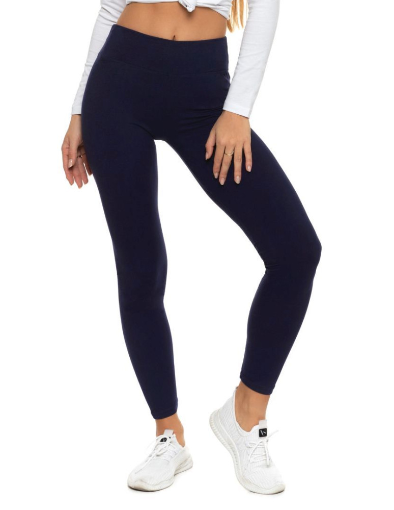 Legginsy - Klasyczne legginsy damskie z wysokim stanem plus size GRANATOWY - produkt moraj.pl 1