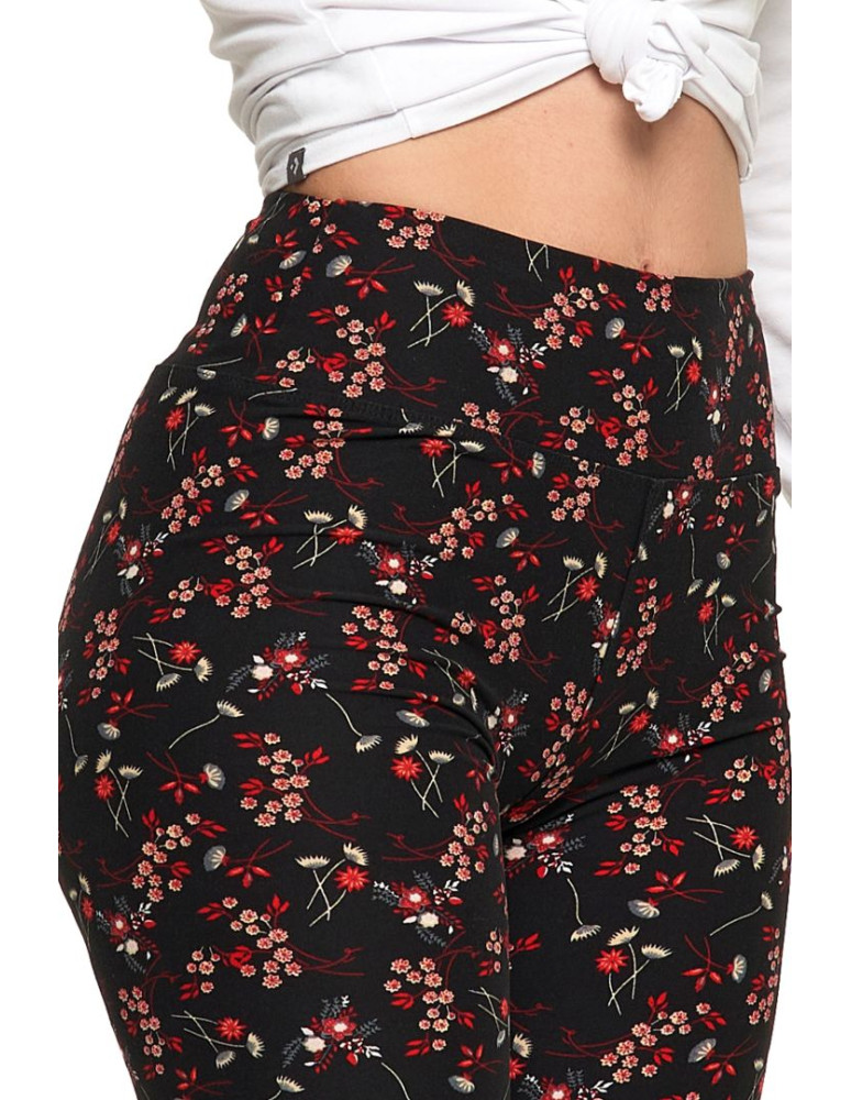 Legginsy - Legginsy damskie długie z wysokim stanem w drobne kwiaty WZÓR 1 - produkt moraj.pl 6