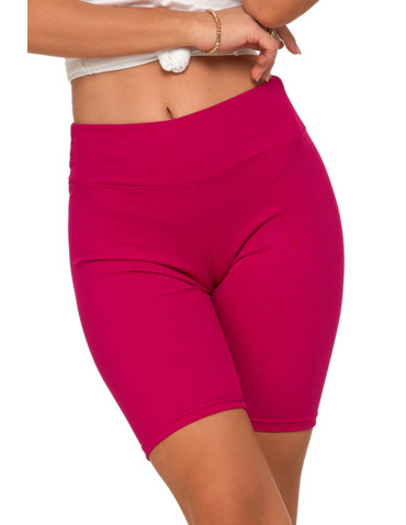 Legginsy - Legginsy kolarki damskie w prążek wysoki stan FUKSJA - produkt 3