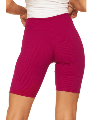 Legginsy - Legginsy kolarki damskie w prążek wysoki stan FUKSJA - produkt 6