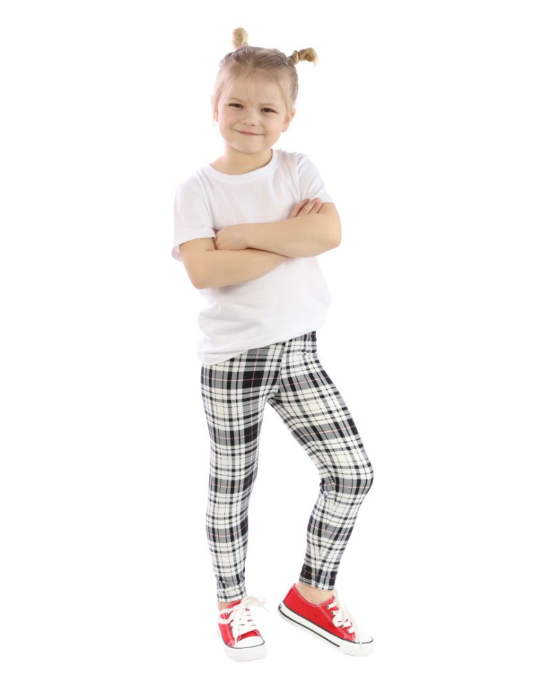 Dziewczynka - Legginsy dziecięce w kratkę, drobne kwiatki WZÓR 2 - produkt moraj.pl 1