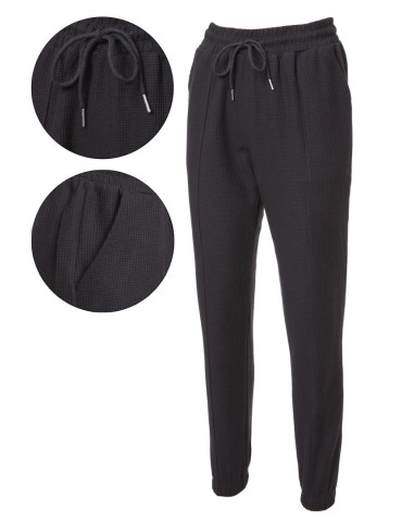 Spodnie - Eleganckie spodnie damskie z kieszeniami CZARNY - produkt 5