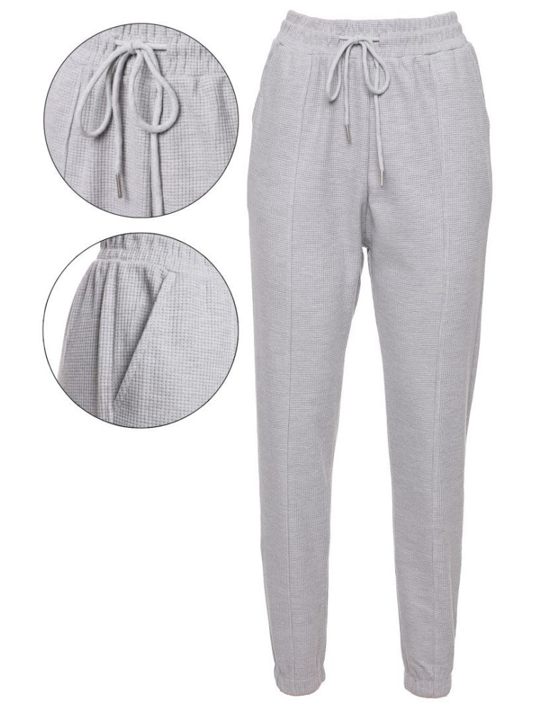 Spodnie - Eleganckie spodnie damskie z kieszeniami SZARY - produkt moraj.pl 6