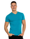 Koszulka męska bawełna Premium T-shirt dekolt w serek TURKUSOWY