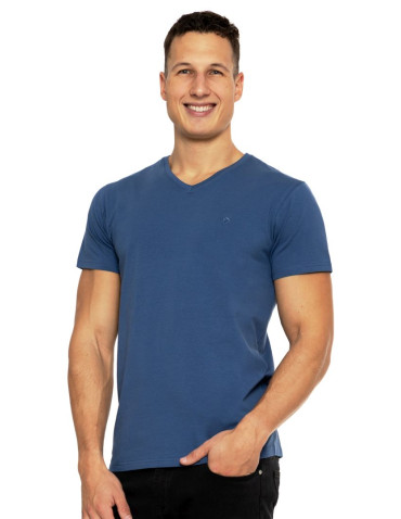 Koszulki, topy, koszule - Koszulka męska bawełna Premium T-shirt dekolt w serek NIEBIESKI - produkt 1