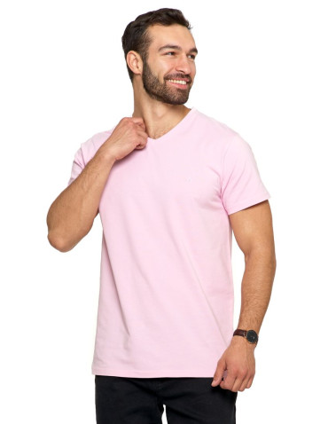Koszulki, topy, koszule - Koszulka męska bawełna Premium T-shirt dekolt w serek RÓŻOWY - produkt 2
