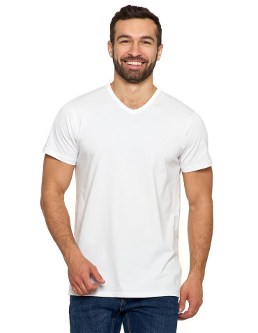 Koszulki, topy, koszule - Koszulka męska bawełna Premium T-shirt dekolt w serek BIAŁY - produkt 1
