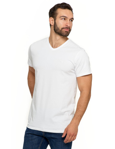 Koszulki, topy, koszule - Koszulka męska bawełna Premium T-shirt dekolt w serek BIAŁY - produkt 4