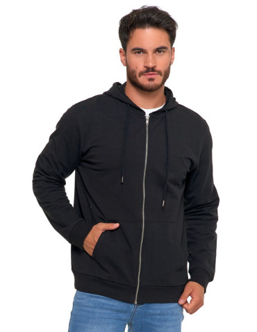 Bluzy - Bluza męska rozpinana z kapturem bawełniana CZARNY - produkt 2