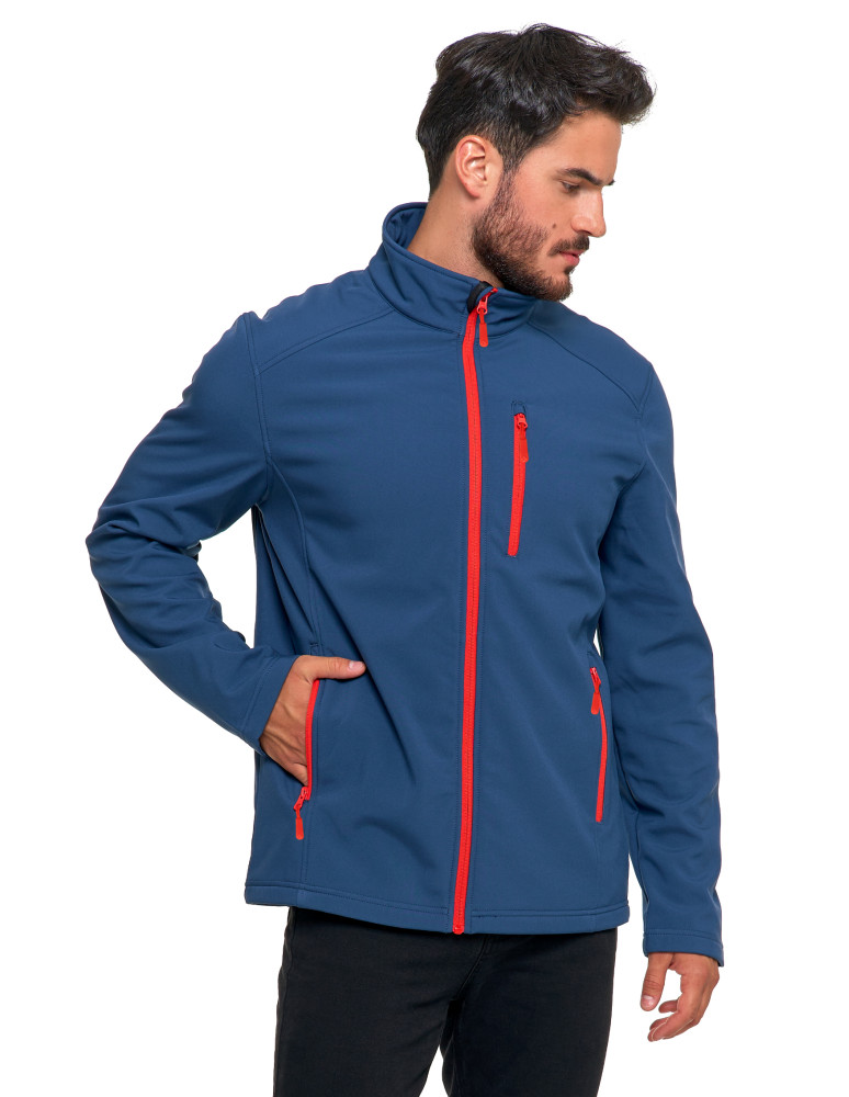 Odzież wierzchnia - Kurtka męska wiatroszczelna typu Softshell bez kaptura JEANS - produkt moraj.pl 4
