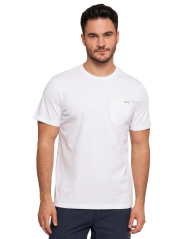 Koszulki, topy, koszule - Koszulka męska T-shirt bawełniany z kieszonką BIAŁY - produkt 1