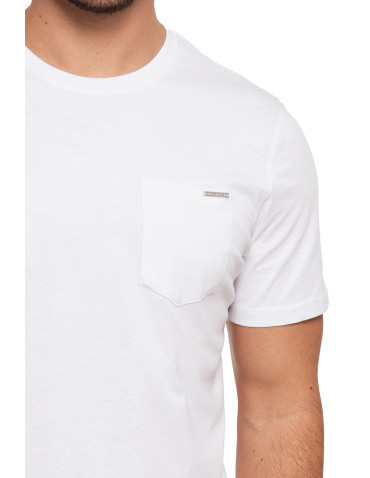 Koszulki, topy, koszule - Koszulka męska T-shirt bawełniany z kieszonką BIAŁY - produkt 2