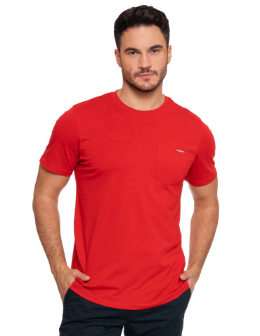 Koszulki, topy, koszule - Koszulka męska T-shirt bawełniany z kieszonką BORDOWY - produkt 1