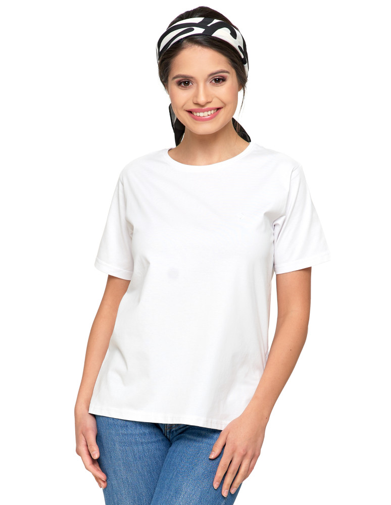 Koszulki i topy - Koszulka damska bawełna Premium T-shirt dekolt okrągły BIAŁY - produkt moraj.pl 1