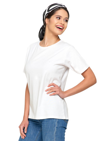 Koszulki i topy - Koszulka damska bawełna Premium T-shirt dekolt okrągły BIAŁY - produkt 2