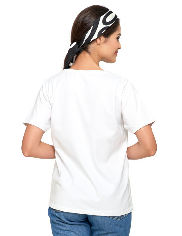Koszulki i topy - Koszulka damska bawełna Premium T-shirt dekolt okrągły BIAŁY - produkt 3