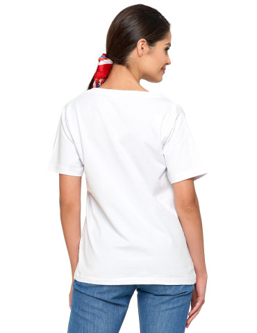 Koszulki i topy - Koszulka damska bawełna Premium T-shirt dekolt w serek BIAŁY - produkt 2