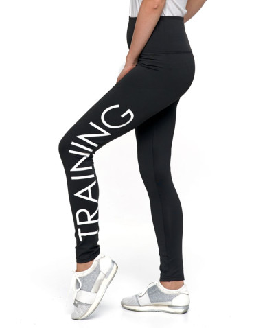 Legginsy - Sportowe czarne legginsy damskie z wysokim stanem CZARNY - produkt 2