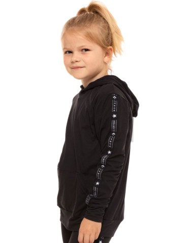 Dziewczynka - Bluza młodzieżowa z kapturem z efektem peach touch CZARNY - produkt 1