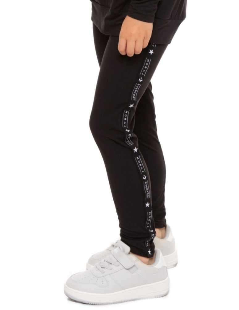 Dziewczynka - Legginsy dziewczęce z lampasem peach touch CZARNY - produkt moraj.pl 1