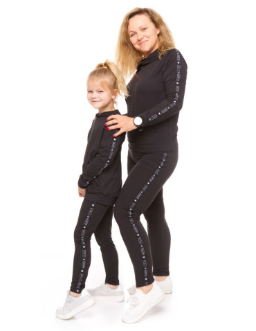 Dziewczynka - Legginsy dziewczęce z lampasem peach touch CZARNY - produkt 6