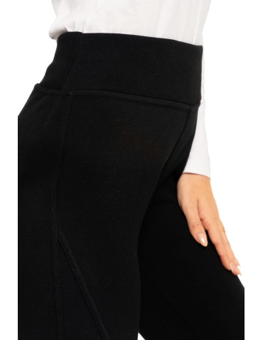 Legginsy - Ocieplane legginsy damskie z wysokim stanem czarne CZARNY - produkt 5