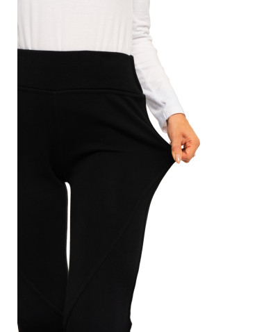 Legginsy - Ocieplane legginsy damskie z wysokim stanem czarne CZARNY - produkt 3