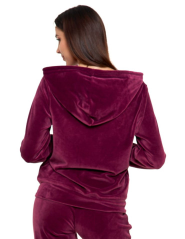 Bluzy - Welurowa bluza damska zapinana na zamek FIOLETOWY - produkt 3