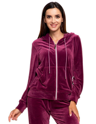 Bluzy - Welurowa bluza damska zapinana na zamek FIOLETOWY - produkt 4