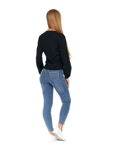 Spodnie - Jeansy spodnie damskie skinny z wysokim stanem NIEBIESKI - produkt 3