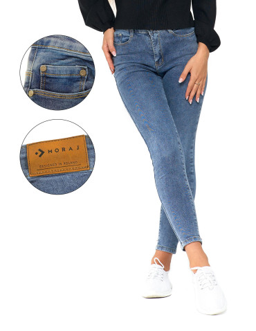 Spodnie - Jeansy spodnie damskie skinny z wysokim stanem JEANS - produkt 2