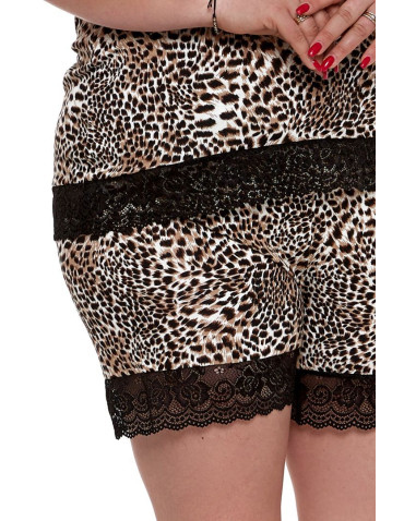 Krótki rękaw - Wiskozowa piżama damska dwuczęściowa w panterkę Plus Size WZÓR 1 - produkt 4