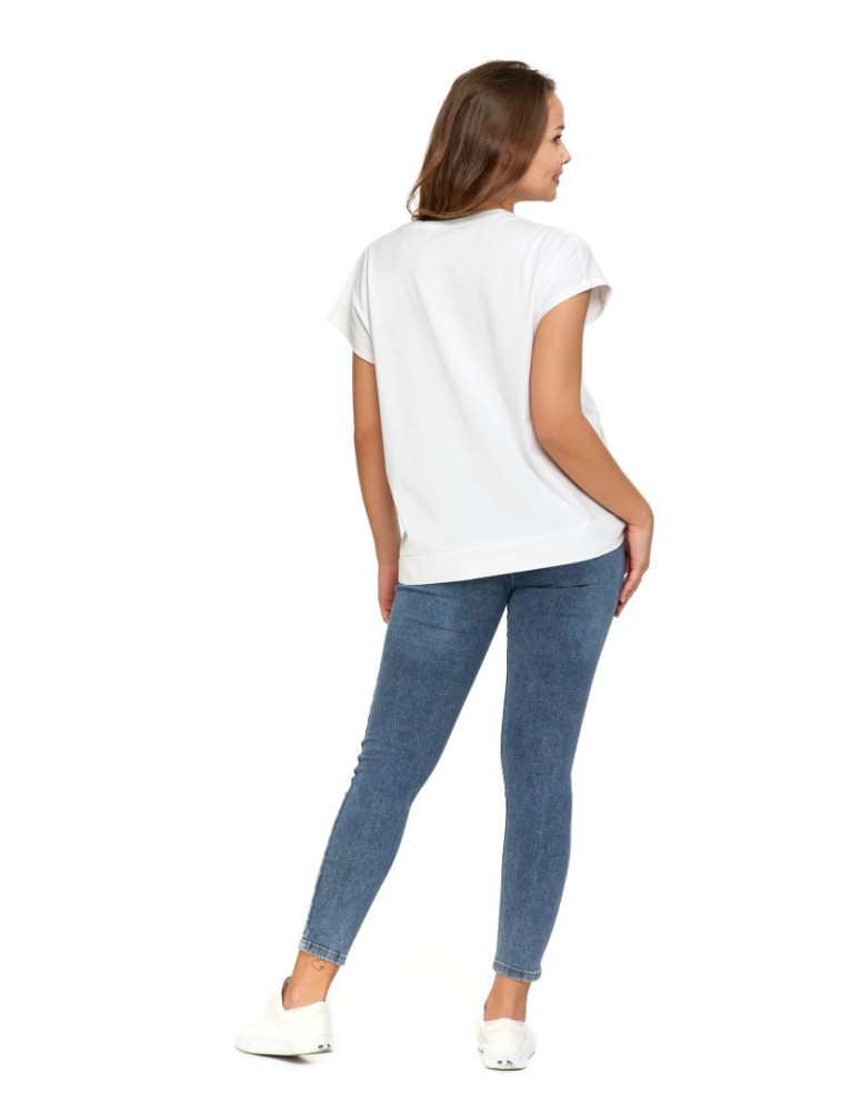 Koszulki i topy - Koszulka damska T-shirt oversize ze słonecznikami BIAŁY - produkt moraj.pl 6
