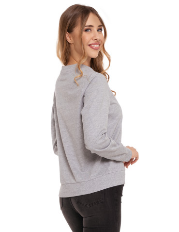 Bluzy - Bluza damska wkładana bez kaptura bawełniana JASNY SZARY - produkt 4