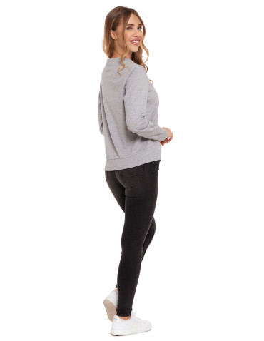 Bluzy - Bluza damska wkładana bez kaptura bawełniana JASNY SZARY - produkt 7