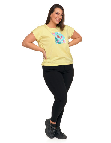 Koszulki i topy - Koszulka damska T-shirt z nadrukiem w kwiaty ŻÓŁTY - produkt 6