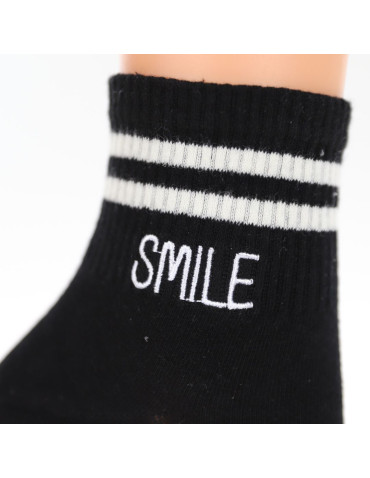 Za kostkę - Skarpety damskie krótkie 3/4 szeroki ściągacz smile 3-pak WIELOKOLOROWY - produkt 3
